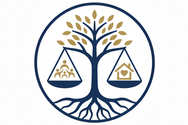 Fachgebiet Familienrecht Waage der Justizia - Haus und Familie