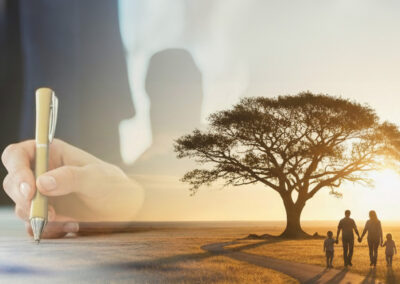 Unterschrift, Weg, Baum Familie